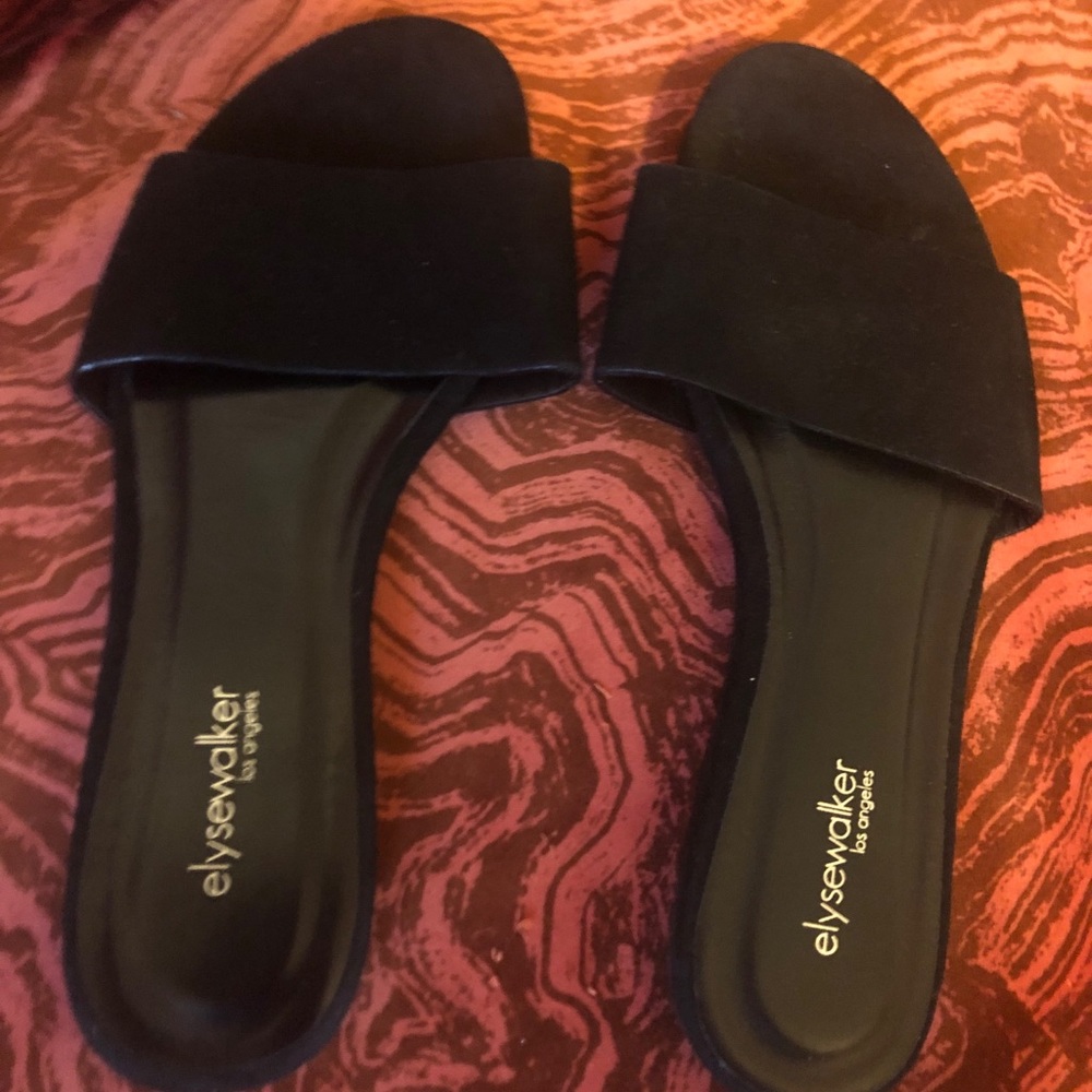 Elyse walker black suede sandals sz 37.5